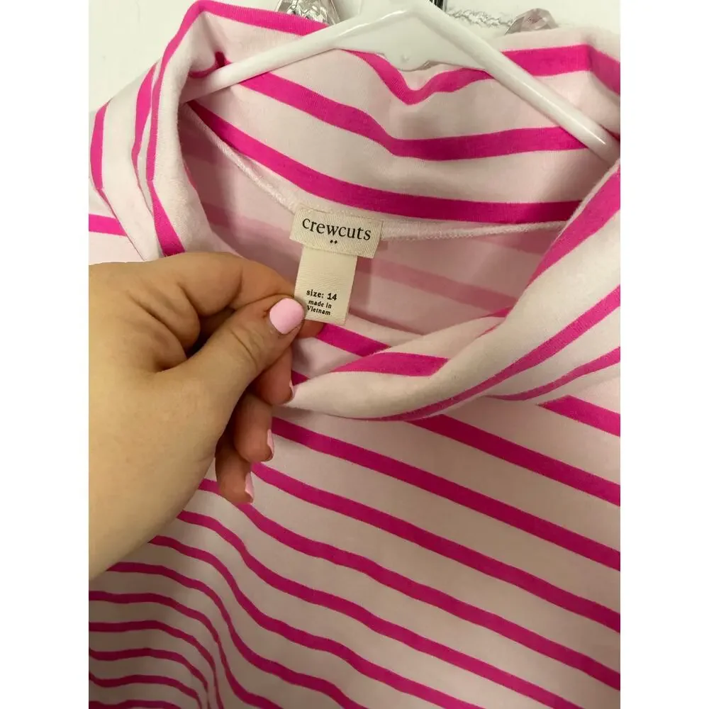 Crewcuts J. Crew Pink Striped Turtleneck Girly Long Sleeve Knit Dress Girl's 14